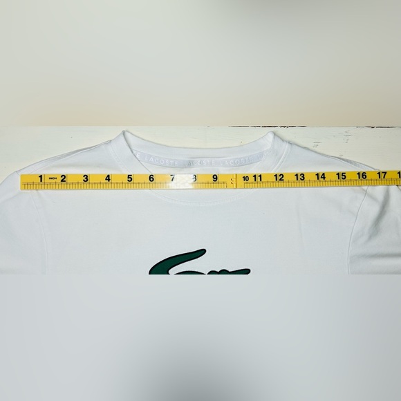 Lacoste Men's White Tee with Green Logo Size Small Preppy Old Money Classic - Picture 10 of 11